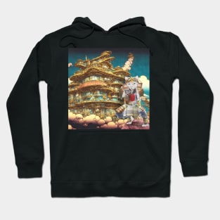 Steampunk Samurai Cat in Steampunk Japanese Royal Palace Hoodie